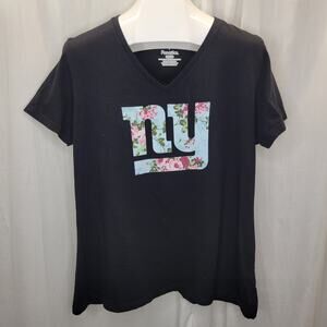 Fanatics NY Giants Logo in Rose Floral Black V-Neck T-Shirt, 2XL